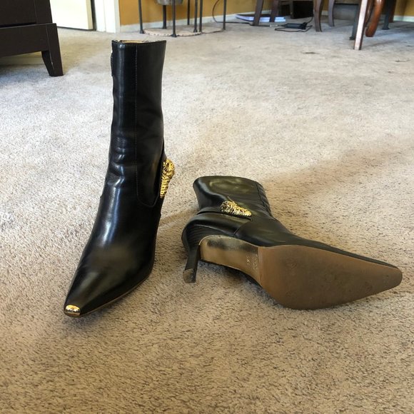 Gucci High Heeled Ankle Boots with Gold Trim - Picture 1 of 3